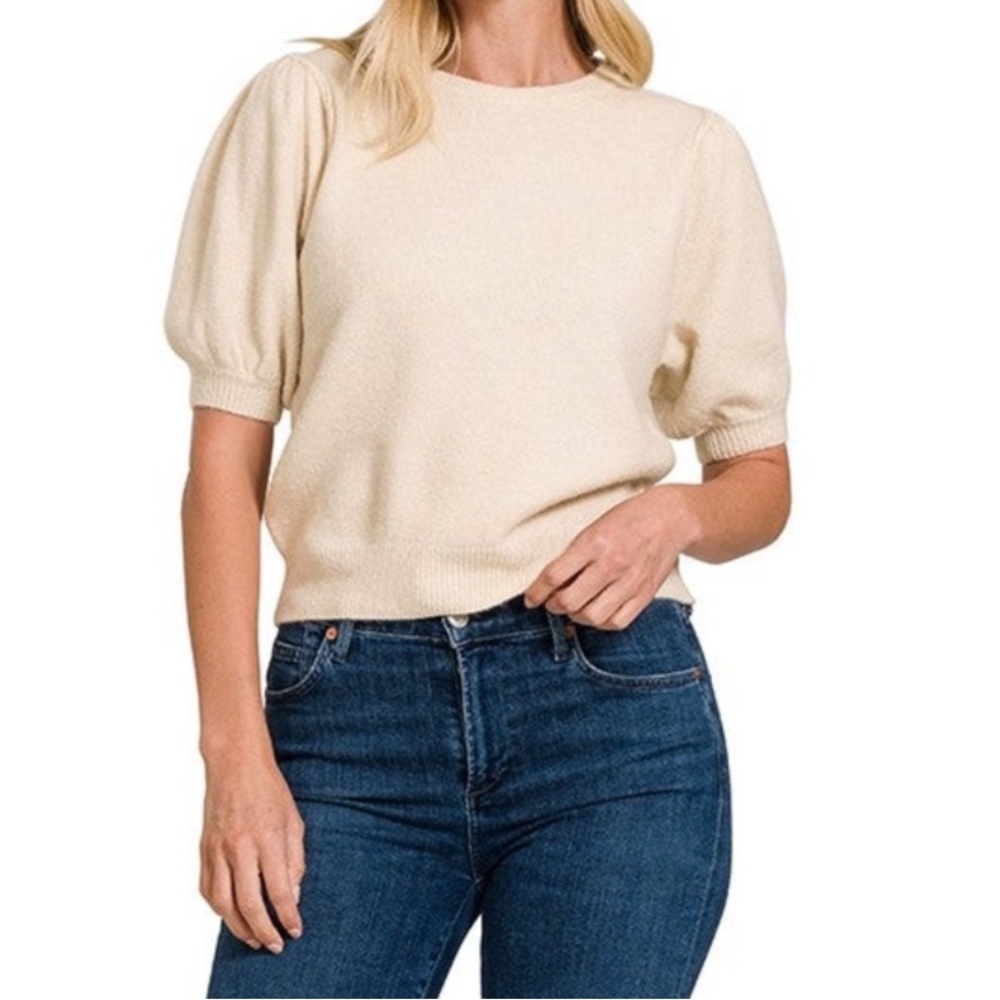 BOHO PUFF SLEEVE SWEATER TOP